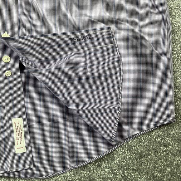 Brooks Brothers Dress Shirt Mens Medium Non Iron Cotton Button Down Plaid Purple - Picture 7 of 14